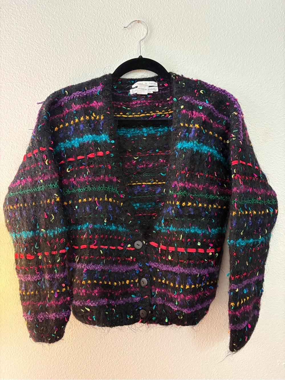 80s Eclectic Maximalist Mohair Wool Cardigan